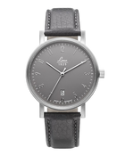 Laco Chemnitz 40 Automatic Watch with grey Bauhaus-inspired dial and grey calf leather strap