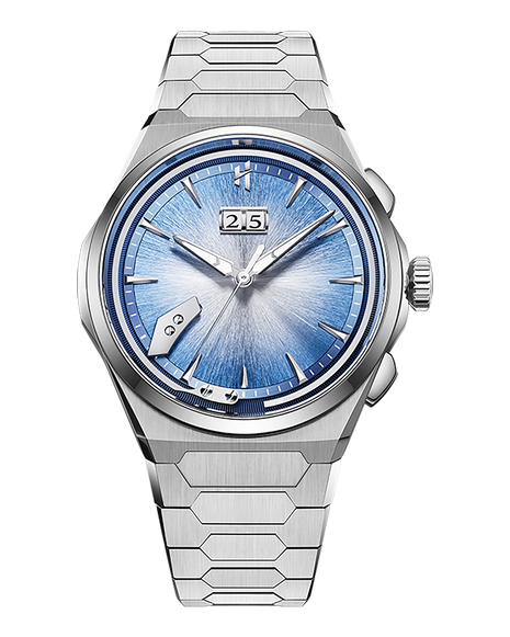 Lucky Harvey Chiming Watch 2.0 Blue with hand-brushed dial and Grade 5 titanium case