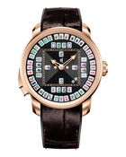 Lucky Harvey Mahjong 43mm automatic watch in rose gold tone with green dial and miniature 3D mahjong tiles