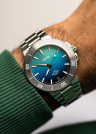Oris Aquis Great Barrier Reef Limited Edition IV worn on the wrist