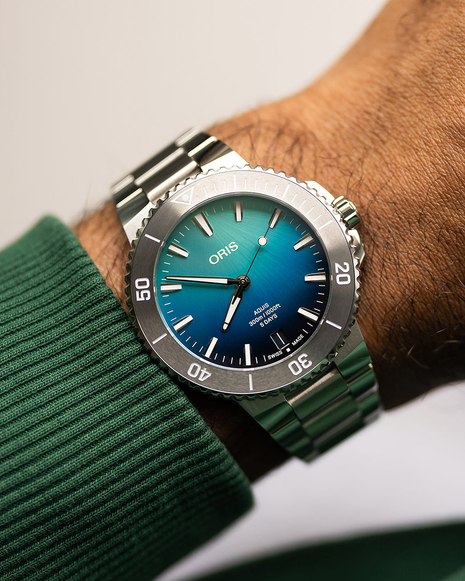 Oris Aquis Great Barrier Reef Limited Edition IV worn on the wrist