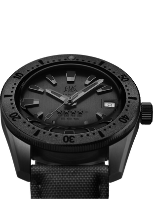 Black sunray dial of the Shanghai Watch Commander Sniper with wedge indices and military insignia