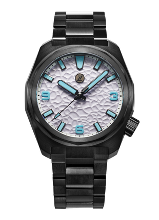 Zelos Hammerhead 43 Field DLC Storm automatic watch with dusty lavender dial