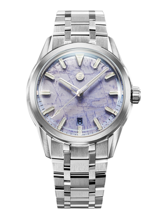 Zelos Helica 39 Kyanite automatic watch with natural blue kyanite mineral dial