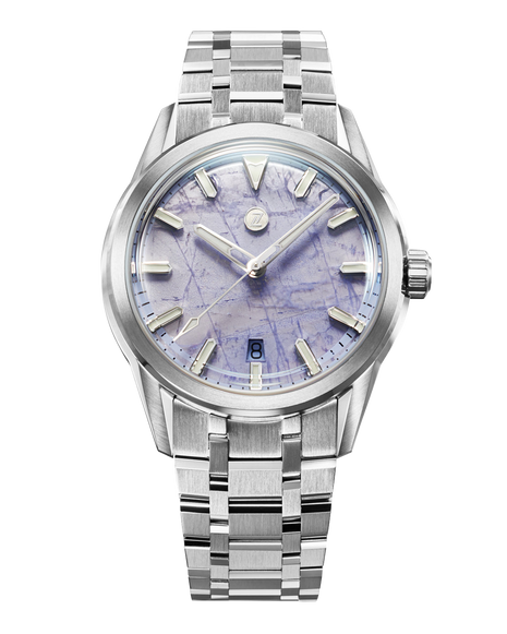 Zelos Helica 39 Kyanite automatic watch with natural blue kyanite mineral dial
